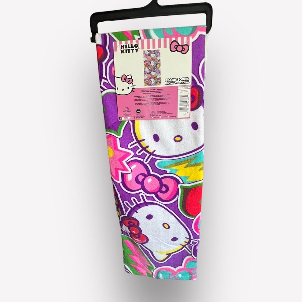 Hello Kitty Beach Towel Purple Multicolor 30x60in NEW